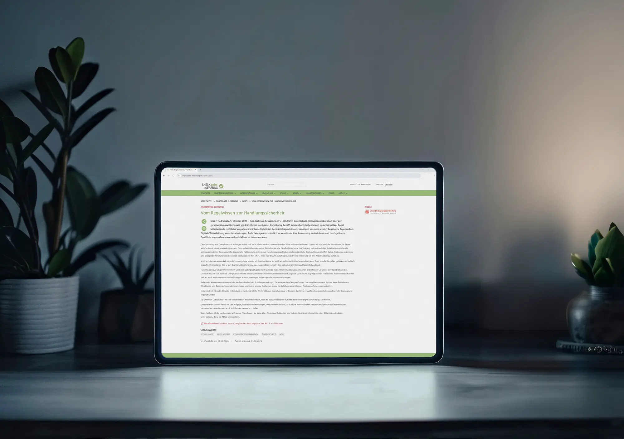Presse & Medien 3 Pressemitteilung "Vom Regelwissen zur Handlungssicherheit" im CHECK.point eLearning